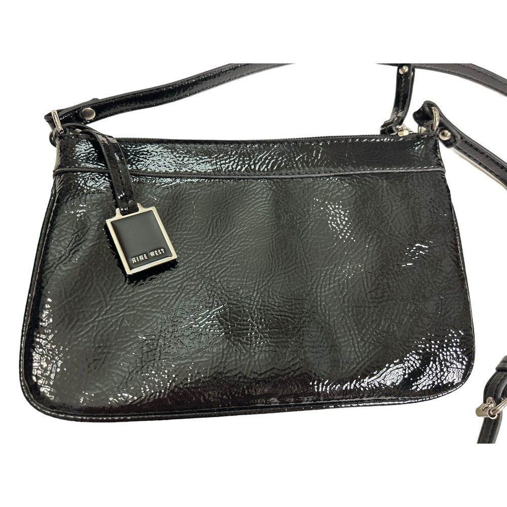 Nine‎ West Small Black Shiny Quilted Crossbody Bag NEW - Picture 3 of 10